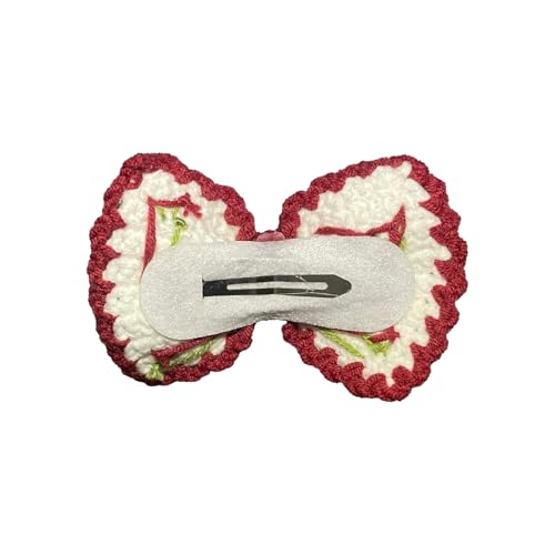 Handmade Crochet Butterfly Hair Clips with Cherry Accents