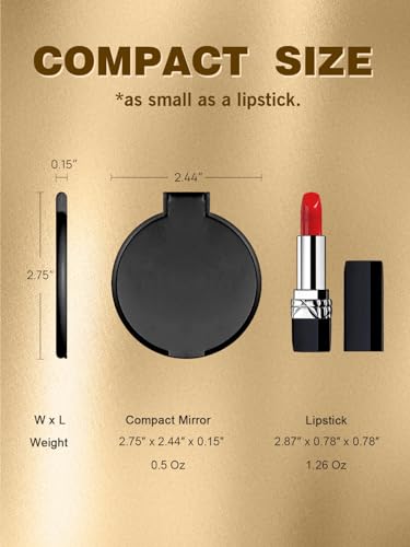 Qislee 4 Pack Compact Mirrors Bulk, Folding Travel Pocket Mirror Black