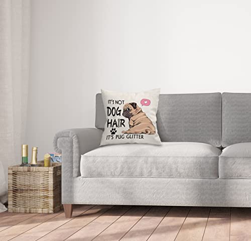 Funny Pug Dog Throw Pillow Cover - 18x18in Decorative Cushion
