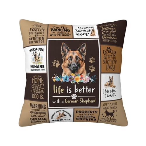 German Shepherd Mom Throw Pillow Cover 18"x18" - BN-GSD