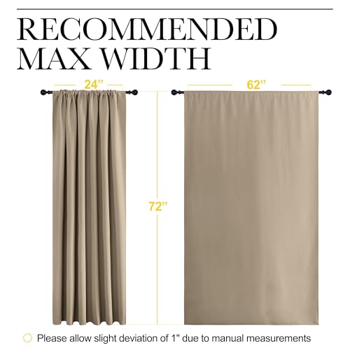NICETOWN Soft Taupe Blackout Curtains - 62" x 72" (Pack of 2)