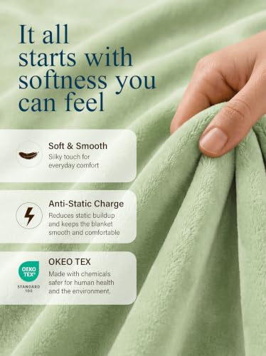 Utopia Bedding Twin Size Sage Green Fleece Bed Blanket 60x80 Inches