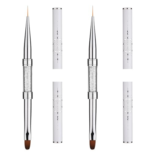 GIVEDOUA 2PCS Dual-End Nail Art Brushes for Builder Gel & French Manicure