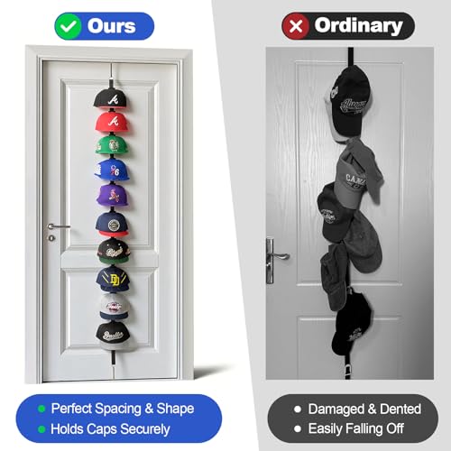 Aoodaily Over-the-Door Hat Organizer for Baseball Caps - 10 Hooks