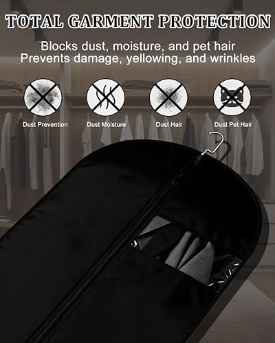 Black 65-Inch Garment Bag for Hanging Clothes Travel & Closet Storage