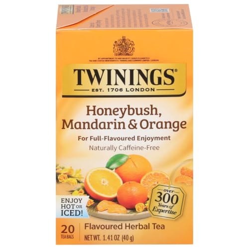 Twinings Honeybush Mandarin & Orange Herbal Tea Bags, 20 Count - Caffeine-Free, Enjoy Hot or Iced (Variation: Honeybush, Mandarin, & Orange / 20 Count Pack of 1)