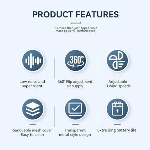 KIEROFIRT Portable Transparent Desktop Fan - Rechargeable, Quiet, 3 Speed