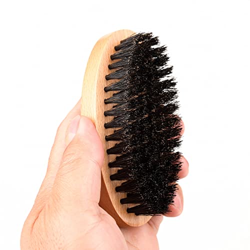 Menesia Soft Boar Bristle Beard Brush - Travel Size Wooden Grooming Brush