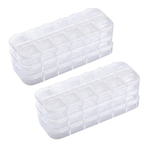 6-Pack Nail Art Storage Box with 12 Compartments - Rhinestone Organizer