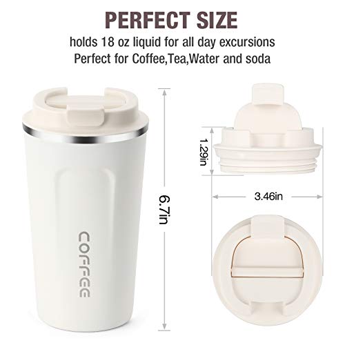 Smilatte 17oz Vacuum Insulated Coffee Travel Mug - Leak-Proof Stainless Steel