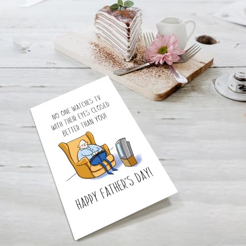 Funny Father's Day Card for Dad, Husband, Grandpa - Humorous TV Watcher