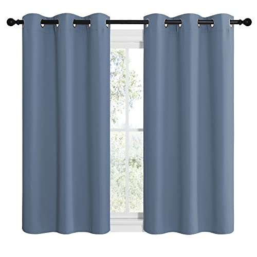 NICETOWN Blackout Curtain Panels - Thermal Insulated Grommet, 42x50 in, Stone Blue