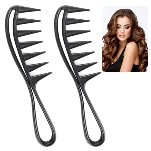 2-Piece Large Wide Tooth Hair Comb Anti-Static Styling Tool for Wet Curly Hair