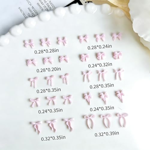 Quezadyl 300Pcs Pink Kawaii Bow Nail Art Charms 3D Resin Ribbon Bowknot Gems