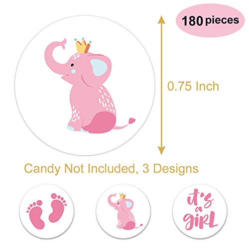 It's a Girl Pink Chocolate Drop Label Stickers - 180 Pack for Baby Shower Favors