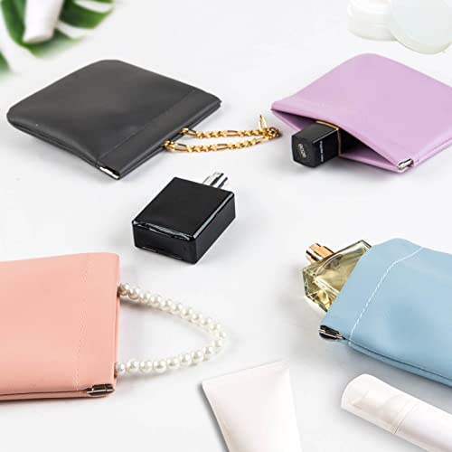 CANIPHA 4pcs Waterproof Leather Pocket Cosmetic Bag Self-Closing Mini Makeup Pouch