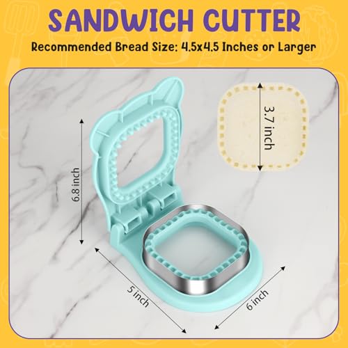 TACGEA Large Square Uncrustable Sandwich Maker - Light Blue Sealer & Cutter