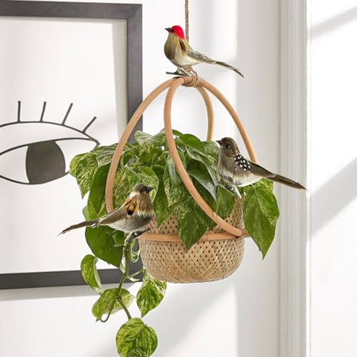 Artificial Bird Set with Clip - Realistic Red Cardinal, Blue Bird & Goldfinch for Christmas Tree & Crafts - Colorful-3JMQ