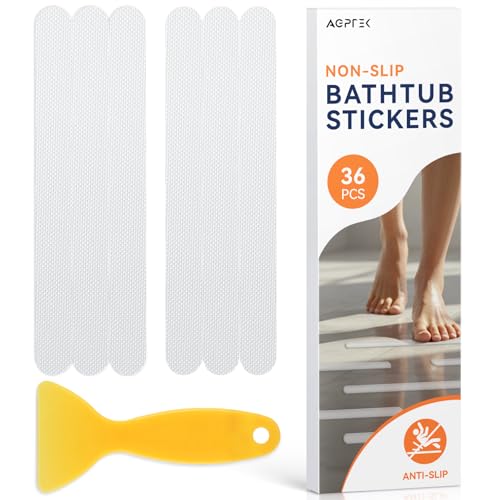 AGPTEK 36PCS Non-Slip Shower Stickers for Bathtubs & Pools, Clear Anti-Slip Tape