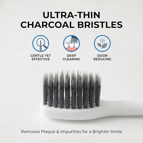 DUJINDENT Charcoal Infused Extra Soft Toothbrush with Ultra Fine Bristles