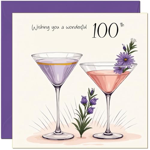 100th Birthday Cocktail Greeting Card - Eco-Friendly Design