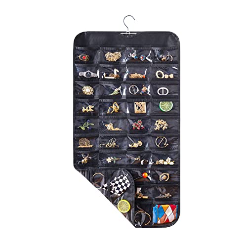 Bloss Hanging Jewelry Organizer for Closet Black - 80 Pockets & Multi-Use Storage
