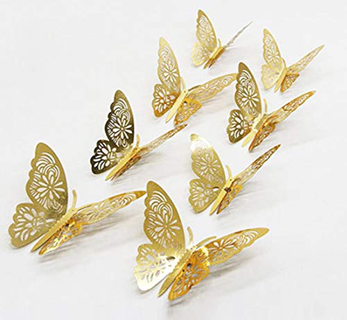 12PCS 3D Butterfly Wall Stickers - Elegant PVC Decals for Home Decor