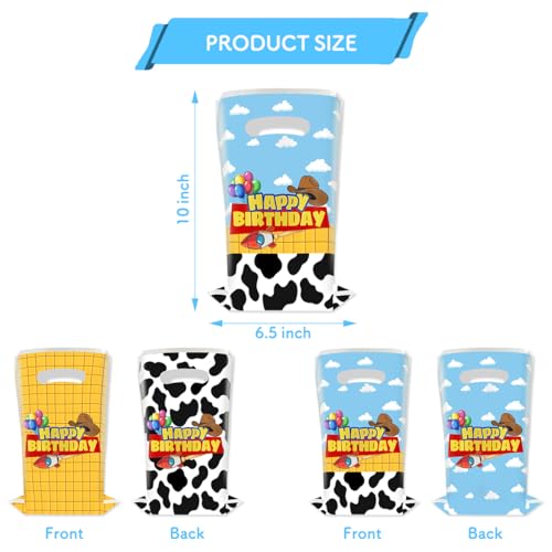40PCS Cartoon Party Favor Bags for Kids Birthday Blue Sky Cloud Cow Print