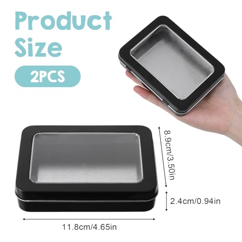 2PCS Travel Cotton Swab Holder & Floss Pick Case - Black Metal Storage