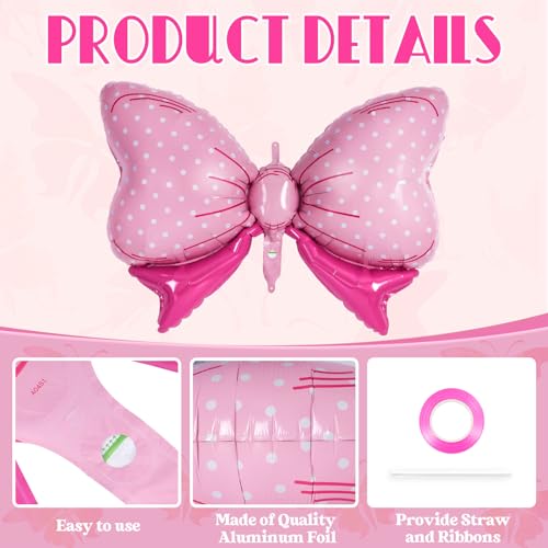 Pink Bow Foil Balloons Set for Gender Reveal, Birthday & Wedding Decor