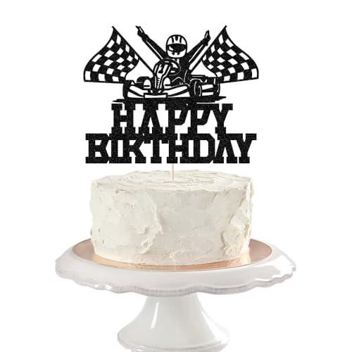 Race Car Cake Topper - Happy Birthday Racing Theme Decor