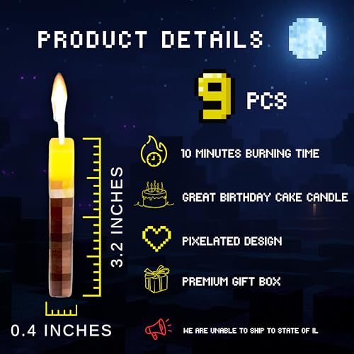 GROUP DMR Torch Birthday Candles Pack of 9 - Cake Topper Decorations for Kids & Adults