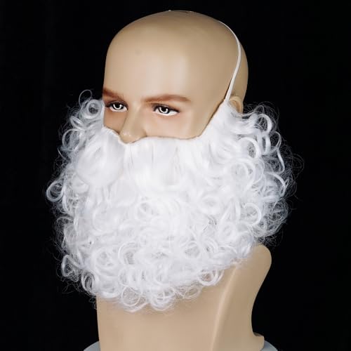FILMIA Adult White Costume Beard with Elastic Band for Santa and Cosplay