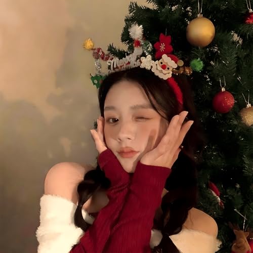 Christmas Headband Cute Plush Santa Claus Hair Hoop for Holiday Party