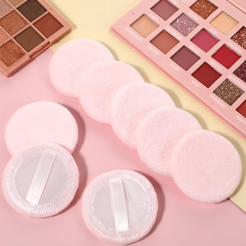 KALIONE 12 Pcs Round Makeup Powder Puffs 2.3 Inch Velour Face Sponges