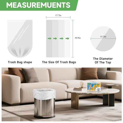 3 Gallon Biodegradable Trash Bags - 100 Count Clear Waste Liners