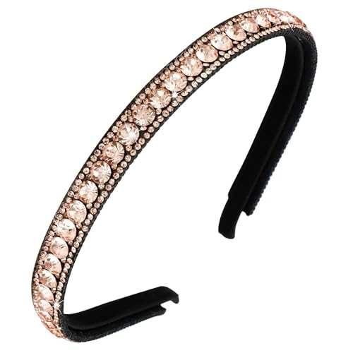 FASOTY Gold Champagne Rhinestone Headband Sparkly Crystal Hair Hoop