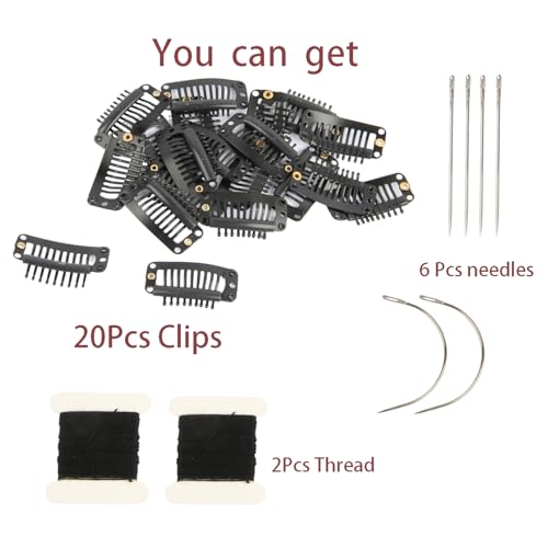 Hair Extension Clips & Wig Making Set with Needles and Thread