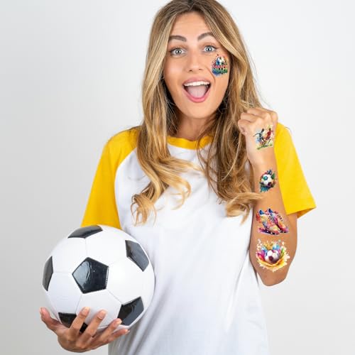 Gameza Watercolor Soccer Temporary Tattoos - 120 Pcs Party Favors