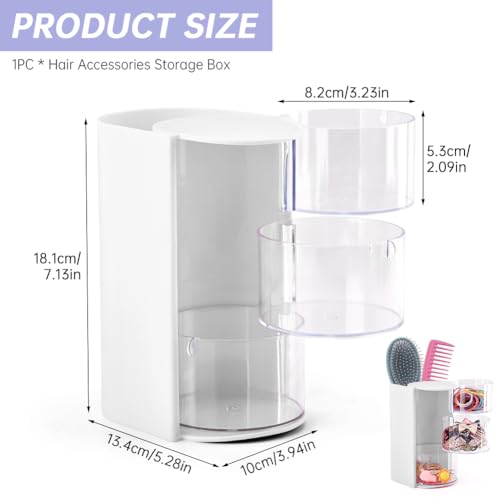 Rotatable 3-Layer Hair Accessories Organizer with Brush Holder