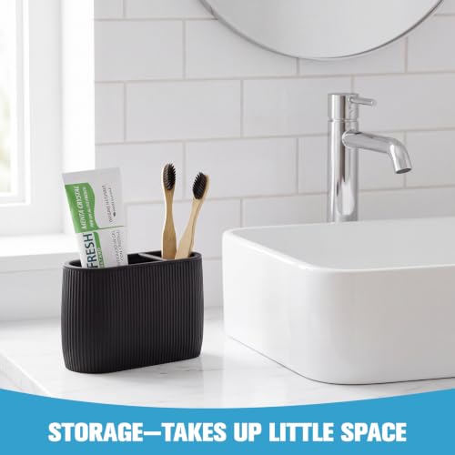 Black Electric Toothbrush Holder with Divider for Bathroom Countertop