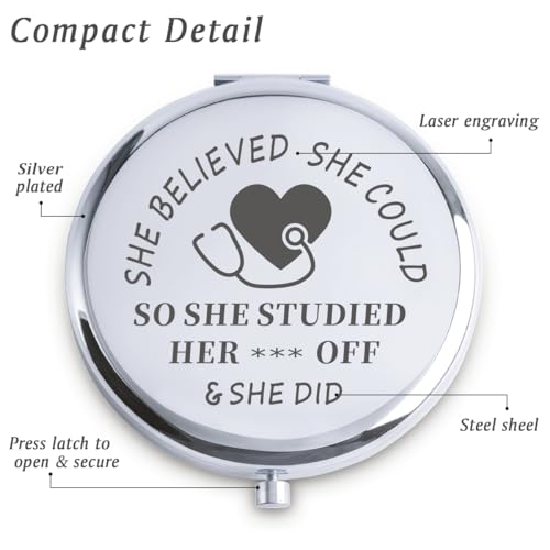 Personalized Compact Mirror Nursing Gift for Student Nurse Graduation