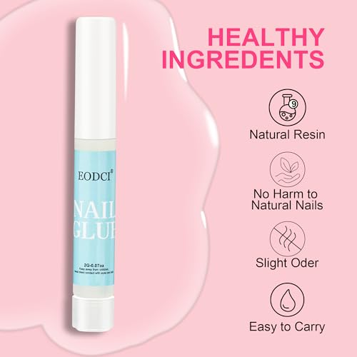 EODCI Professional Super Strong Nail Glue for Acrylic Press On Nails 12pcs