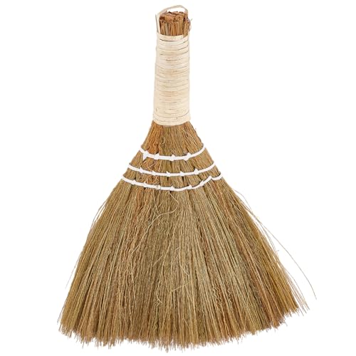 GORGECRAFT 11 Inch Traditional Handmade Grass Broom, Dark Gold White Edge