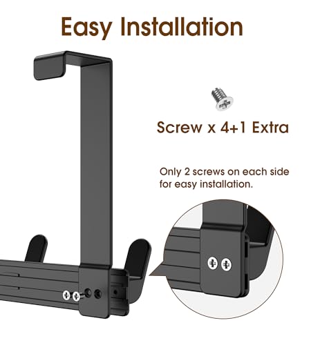 Heavy Duty Over Door Hooks Hanger for Coats & Towels - Black