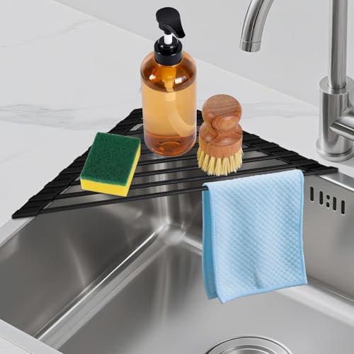 Triangular Sink Rack - Foldable, Heat-Resistant Dish Drying Mat