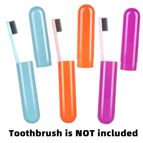 Eaezerav 6-Pack Wheat Straw Toothbrush Travel Case & Holder