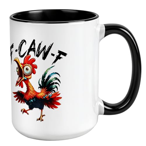 Funny Chicken Coffee Mug 15oz - Novelty Ceramic Cup (FCF)