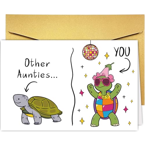 Funny Auntie Birthday Card Gift - Cute Turtle for Auntie from Niece/Nephew
