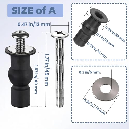 Universal Stainless Steel Toilet Seat Bolts Kit for 14-19mm Holes - Wangenbro